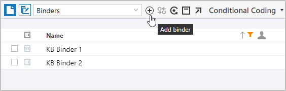 Add binder button in the Conditional Coding pane.